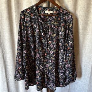 Navy Floral peplum top